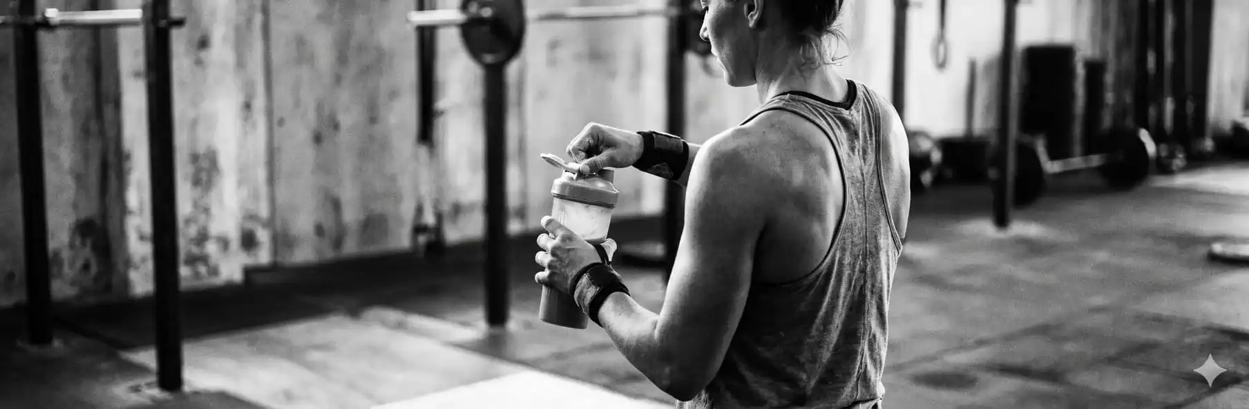 Athlete consuming protein after an intense workout
