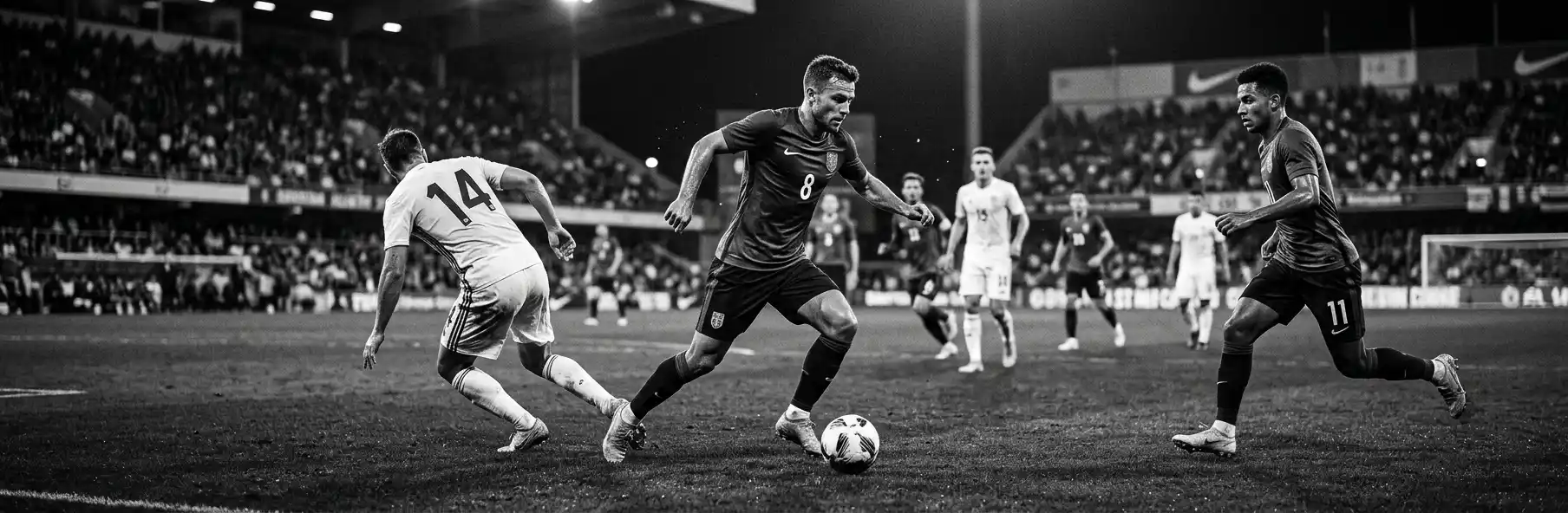 Football player breaking forward in an attacking transition right after winning the ball