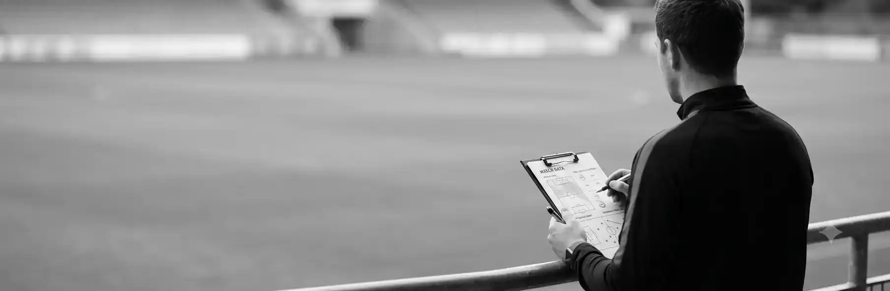 Football manager analysing footage of his own team's matches early in the season