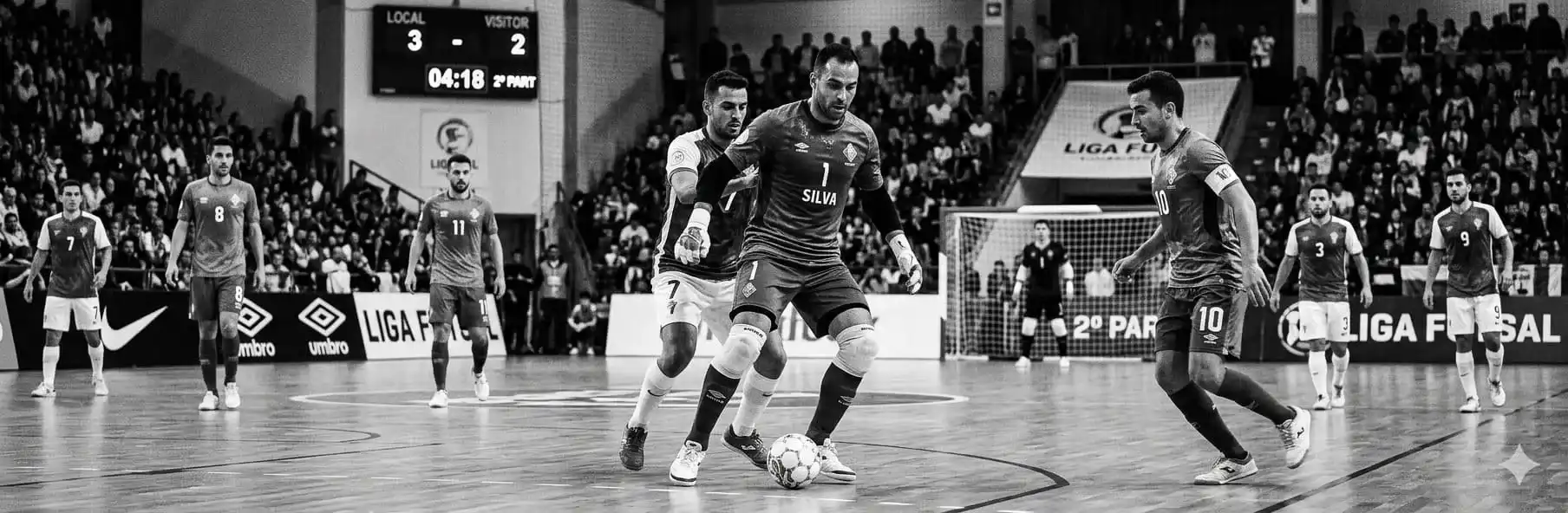 Futsal goalkeeper participating in play as an outfield player