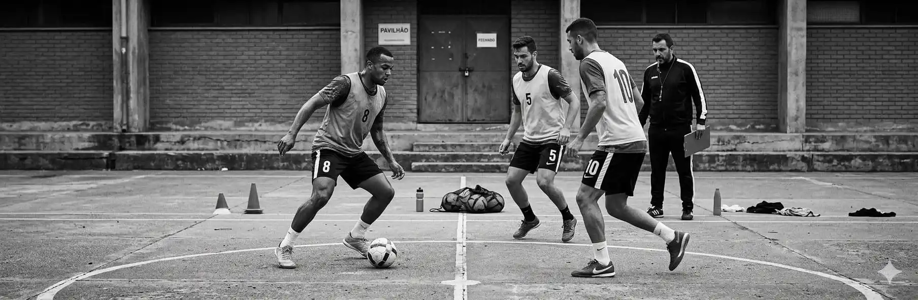 Amateur futsal players in outdoor physical preparation training during the pre-season