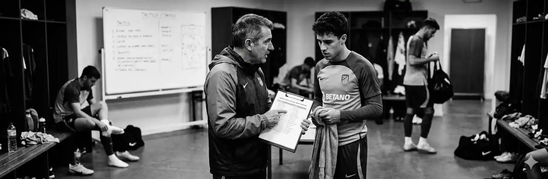 Futsal coach communicating with players in a team session