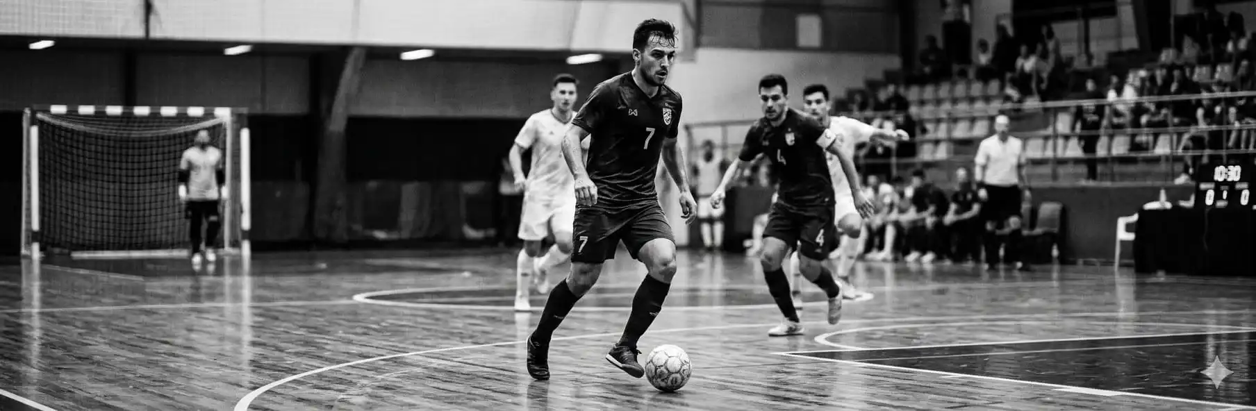 Futsal coach recording match statistics on an analysis sheet