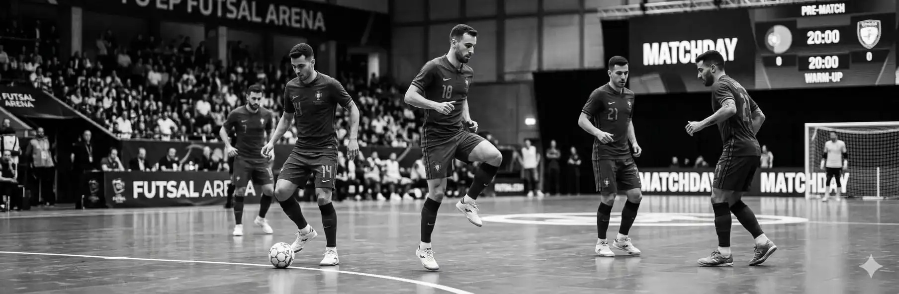 Futsal players warming up before a match