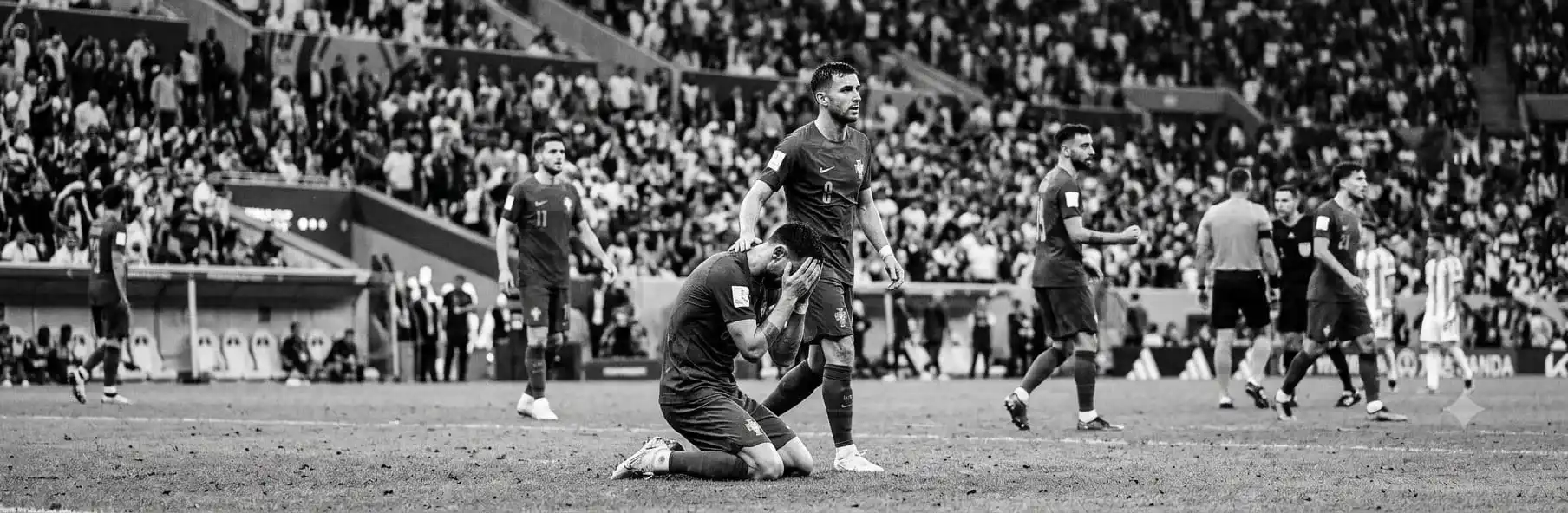 Football team focused before a decisive match