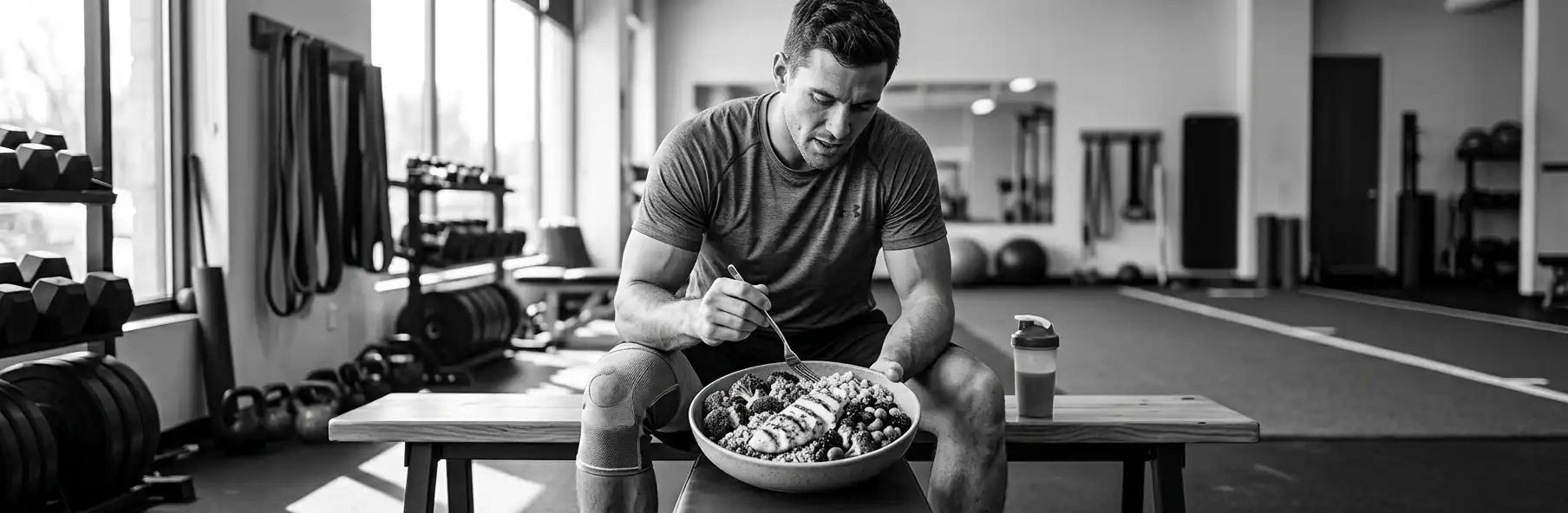Injured football player preparing a recovery meal