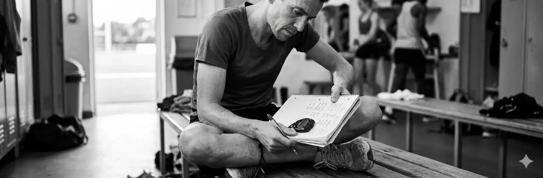 Athlete analysing performance results and setting future goals