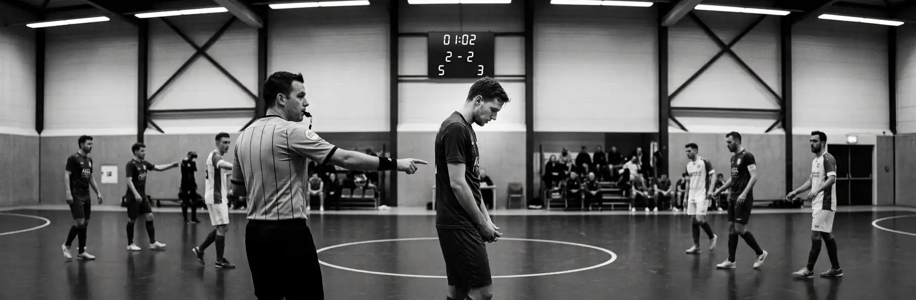Futsal player sitting on the bench after conceding a decisive foul
