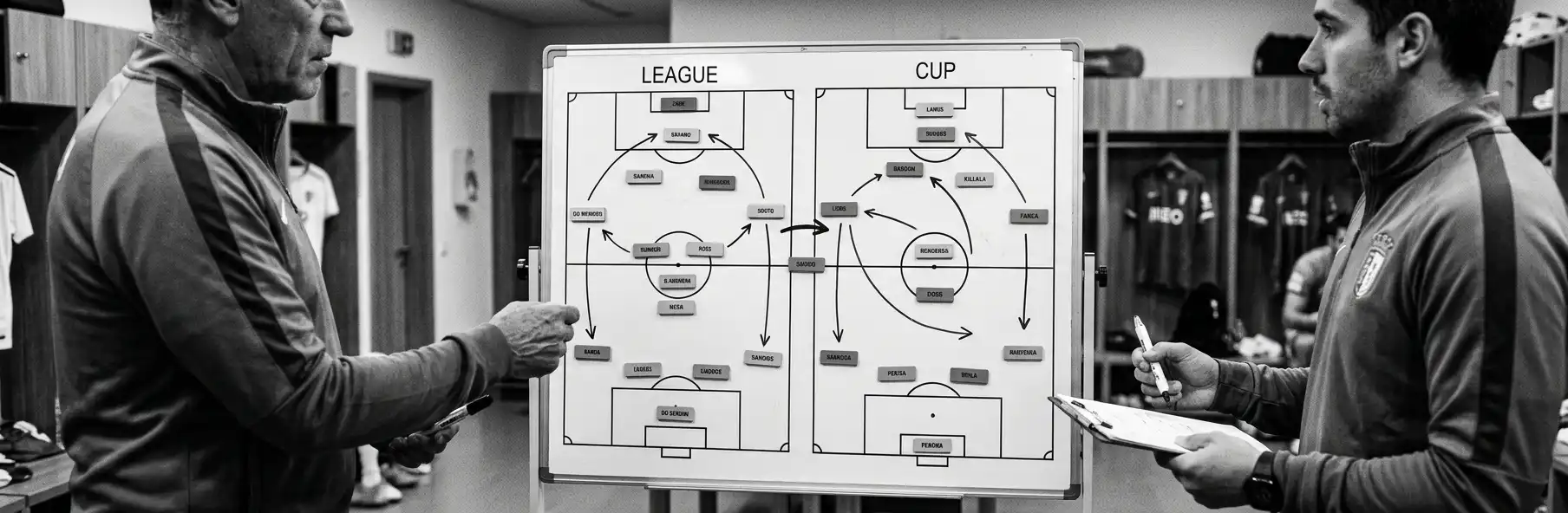 Football squad gathered before a cup match