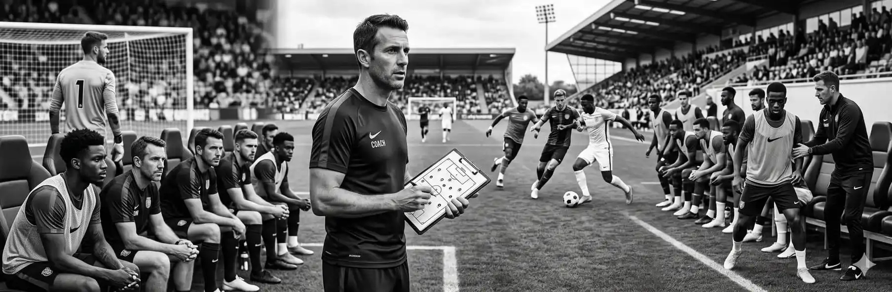 Football manager analysing squad list for pre-season friendly